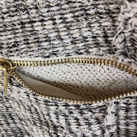 ANTHROPOLOGY Cottonaire fringe snap jacket zippered pockets Black cream Small - Picture 6 of 15